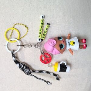 Upcycled LoL Surprise Doll Grunge Grrrl Handmade Bag Charm Keychain
